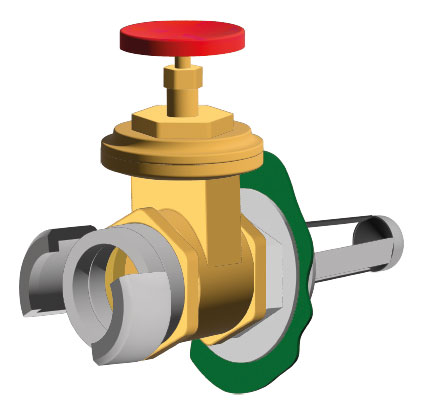 Raccord symétrique sur vanne guillotine DN100 avec antivortex pour citerne souple flexinov