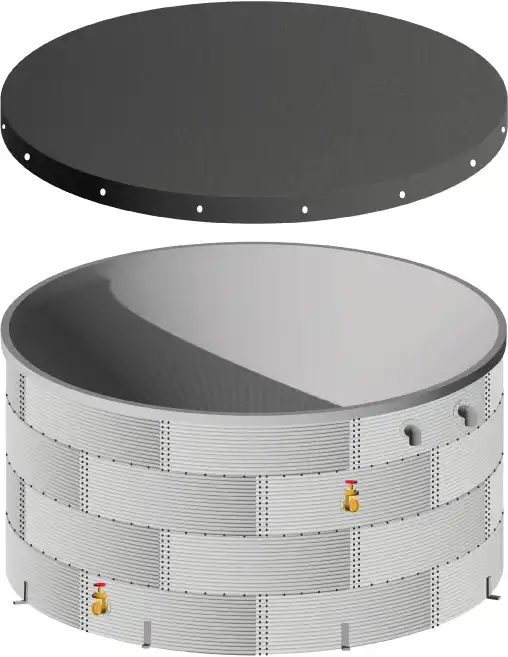 Vue 3d d'une citerne en acier galvanisé flexinov